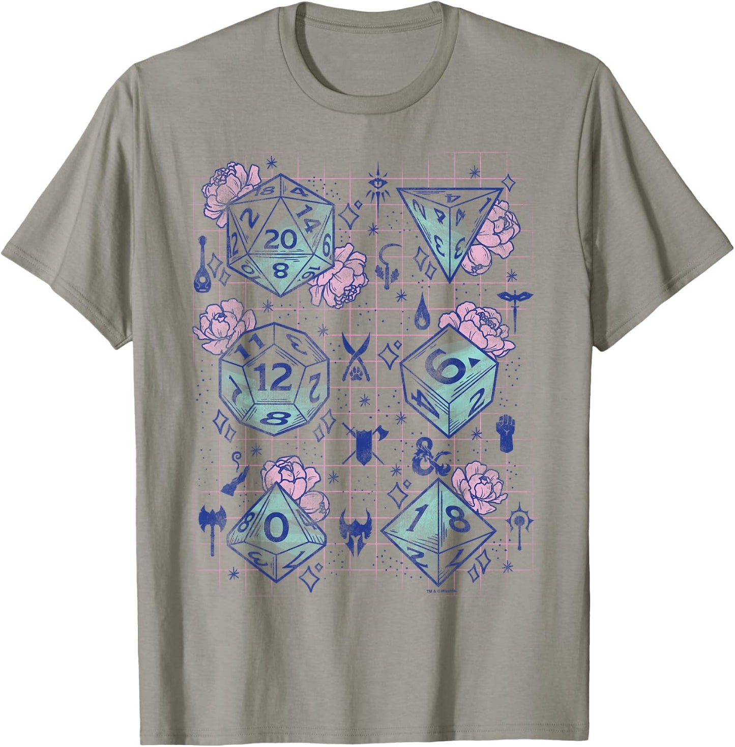 Dungeons & Dragons Floral Dice Grid T-Shirt - T-Shirt | Sand