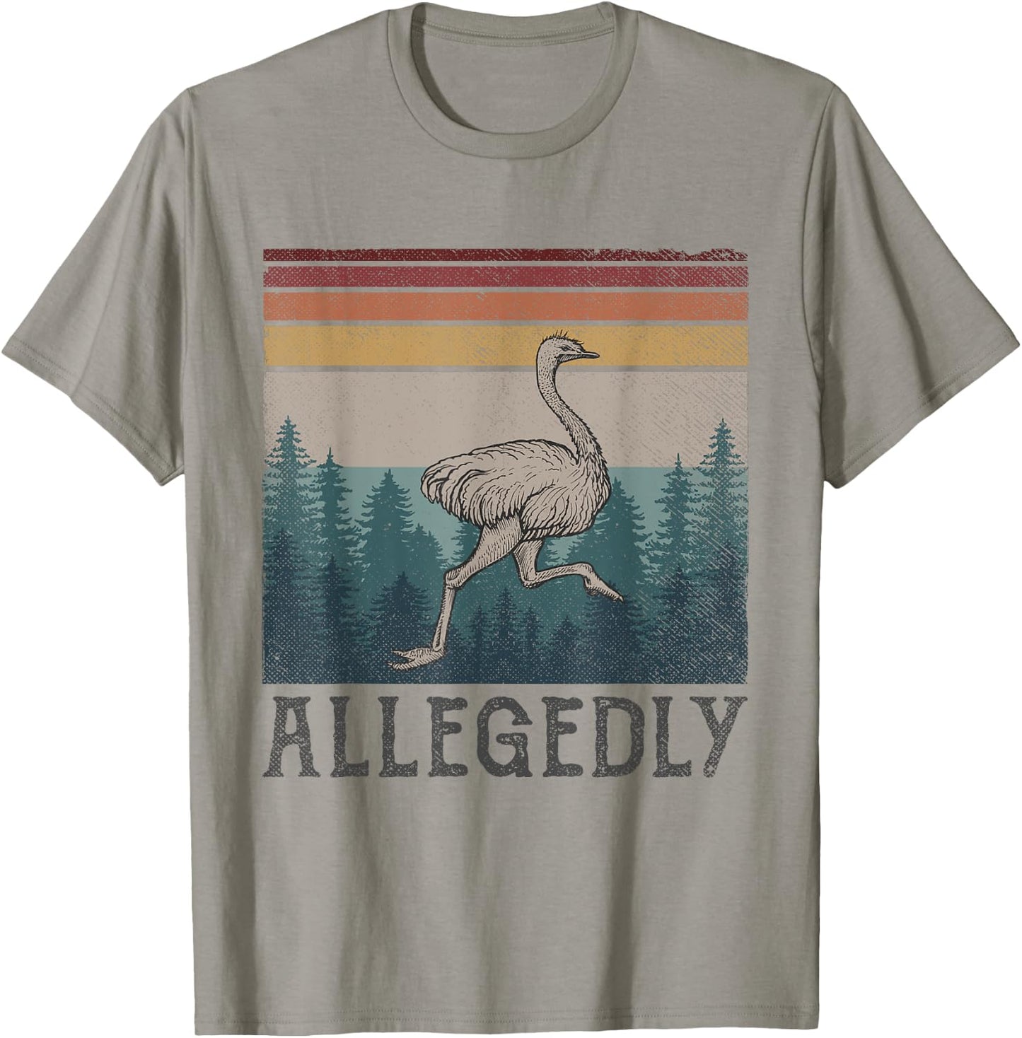 Allegedly Ostrich Vintage Retro Funny Bird Lover T-Shirt - T-Shirt | Sand