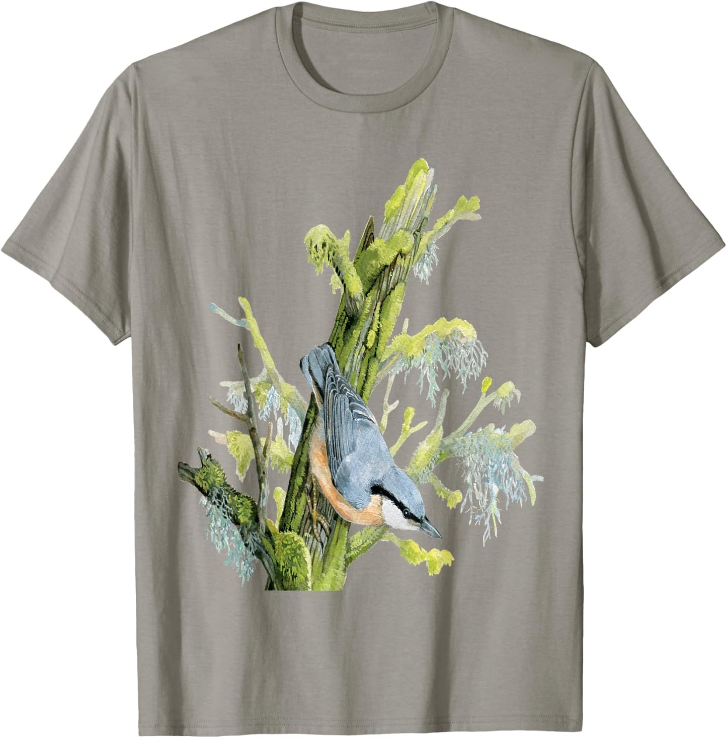 Nuthatch On Tree - Animal Lovers Bird Design T-Shirt - T-Shirt | Sand