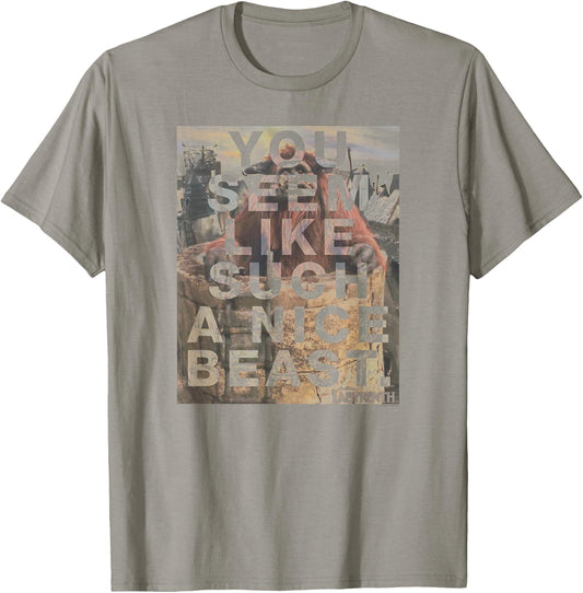 Labyrinth Official Licensed Grey Nice Beast , -Adults, Short Sleeve, Small T-Shirt - T-Shirt | Sand