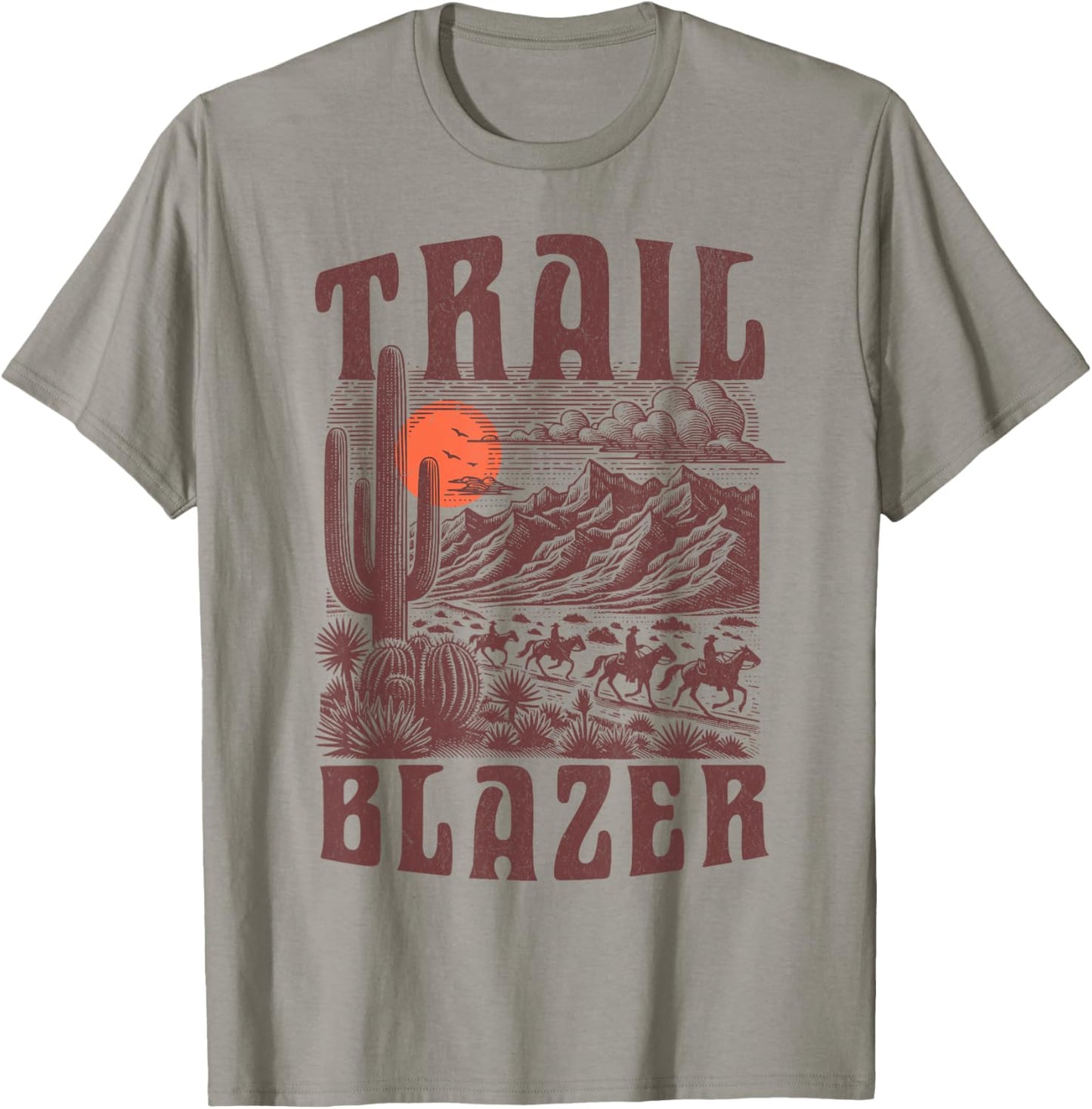Vintage Western Neutral Horse Cowboy Cowgirl Trail Blazer T-Shirt - T-Shirt | Sand