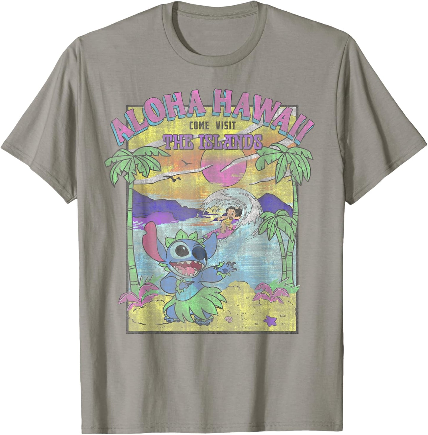 Disney Lilo & Stitch Aloha Hawaii Come Visit The Islands T-Shirt - T-Shirt | Sand