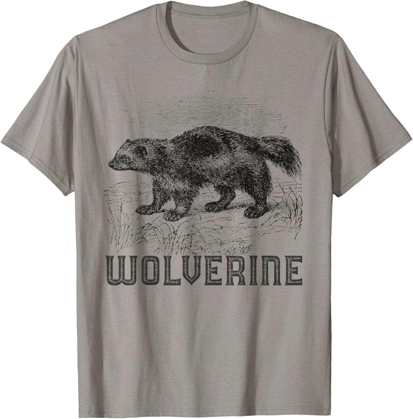 Wolverine Art Wild Animal Skunk Bear Mammal Habitat T-Shirt - T-Shirt | Sand