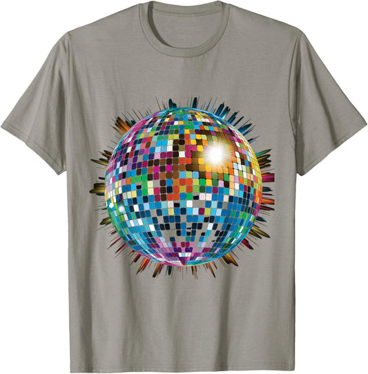 colored Disco Ball Vintage Retro House discoball cool party T-Shirt - T-Shirt | Sand