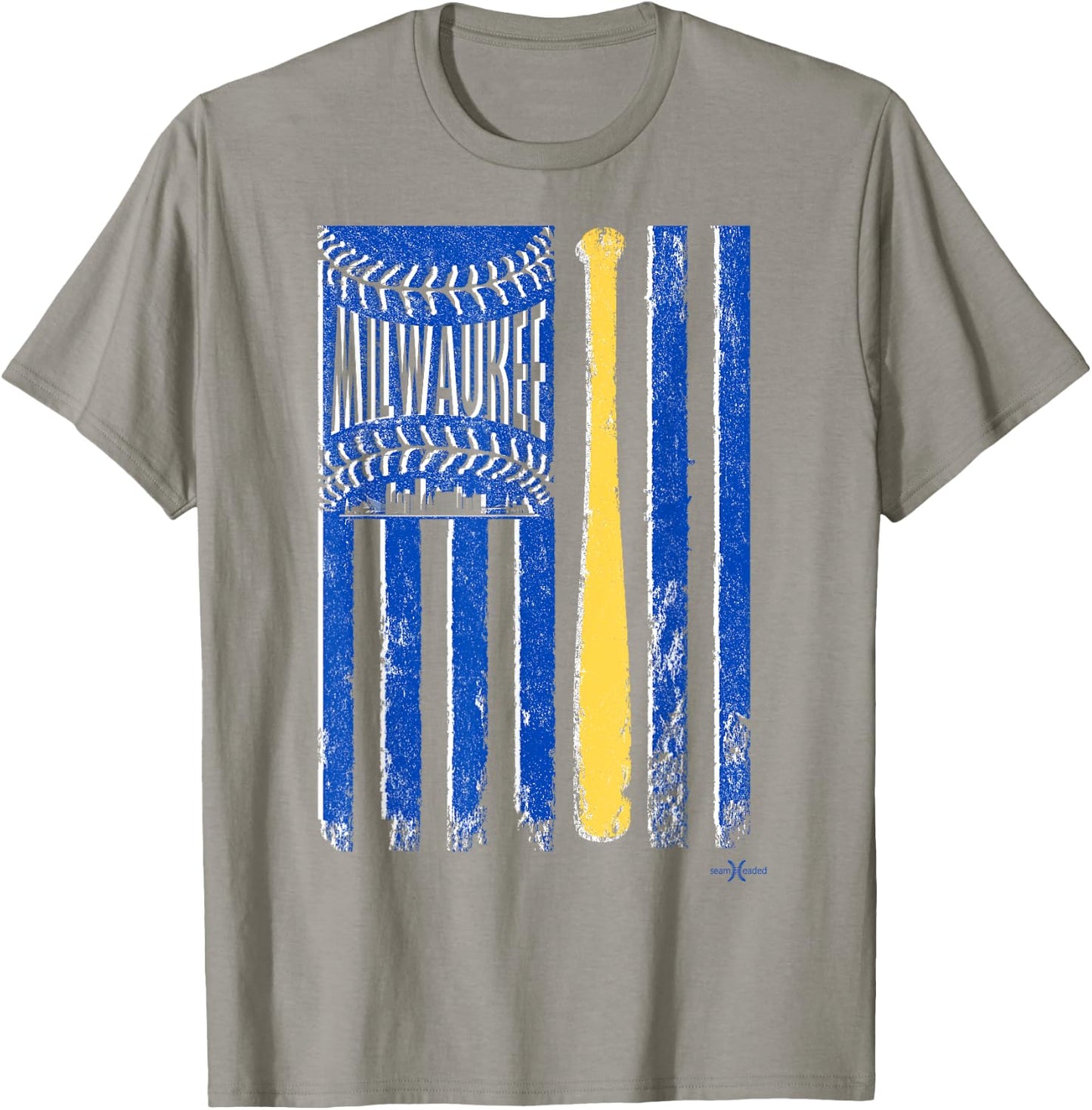 Classic Milwaukee Baseball Flag | Patriotic Baseball Women Kids Men T-Shirt - T-Shirt | Sand