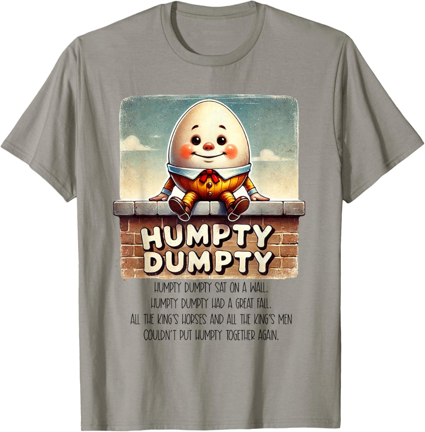 Humpty Dumpty Kids Nursery Rhyme Retro Humpty Dumpty Poem T-Shirt - T-Shirt | Sand