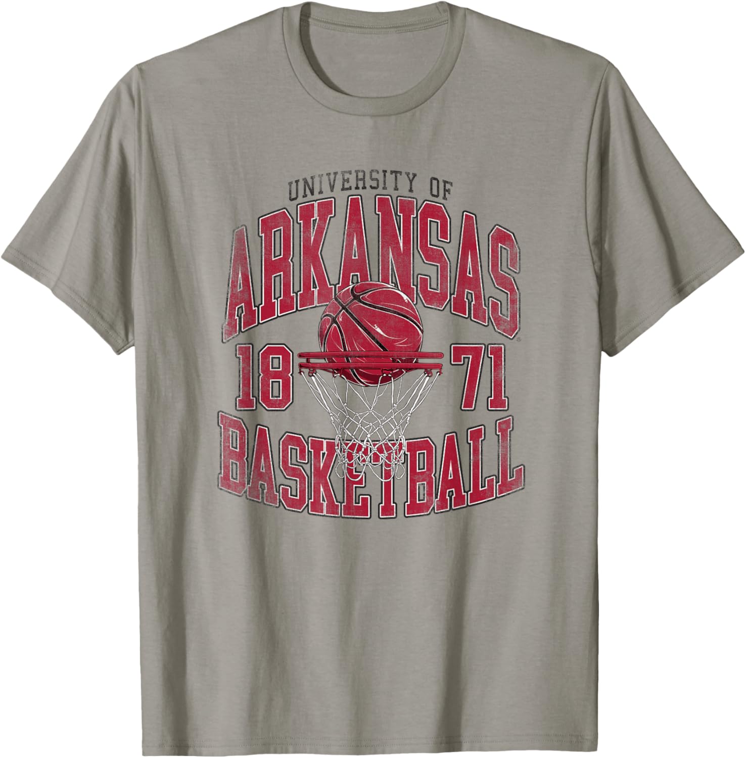 University of Arkansas Razorbacks Collegiate Basketball Hoop T-Shirt - T-Shirt | Sand