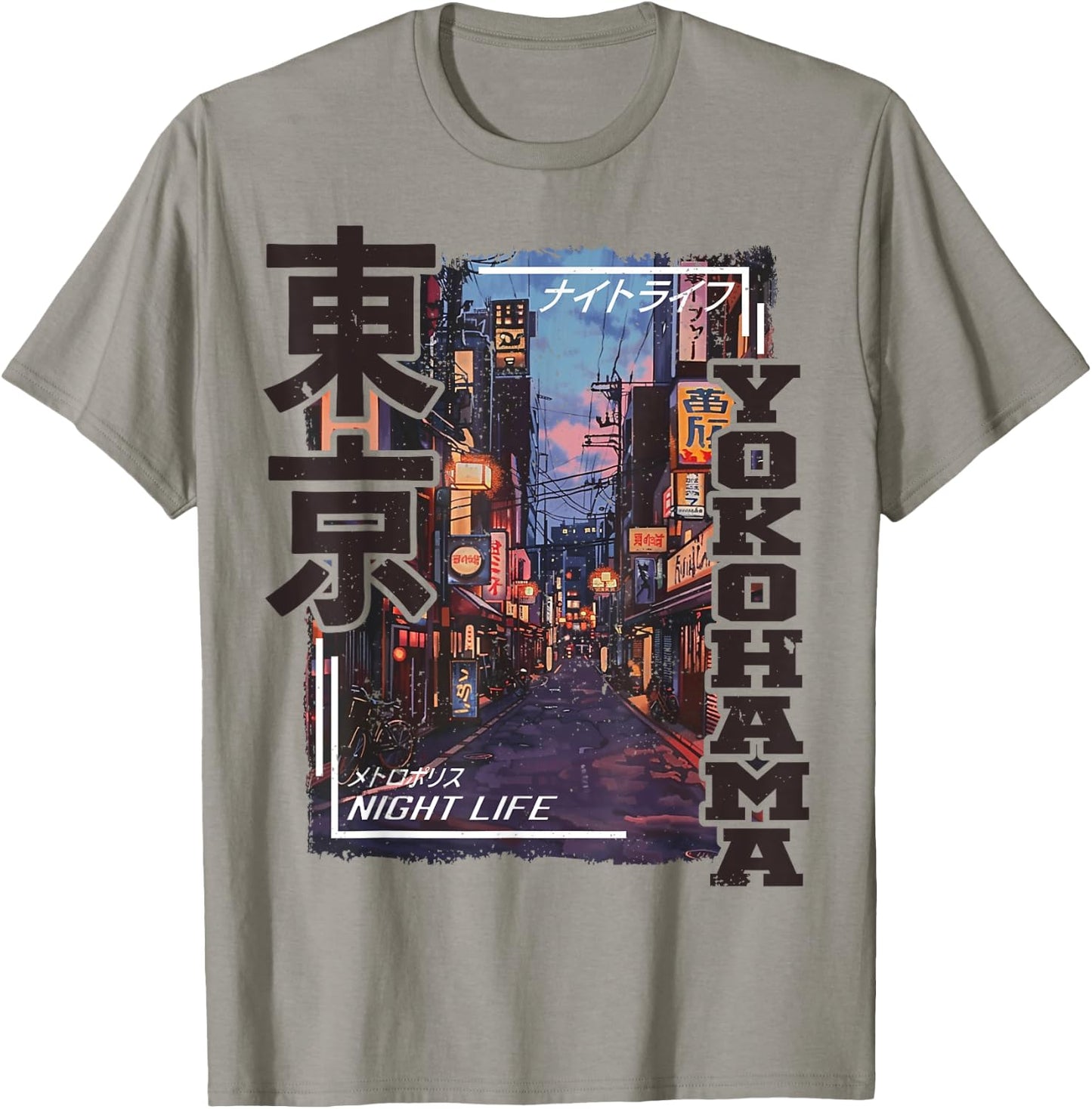 Yokohama City Retro Japan Aesthetics Streets of Yokohama T-Shirt - T-Shirt | Sand