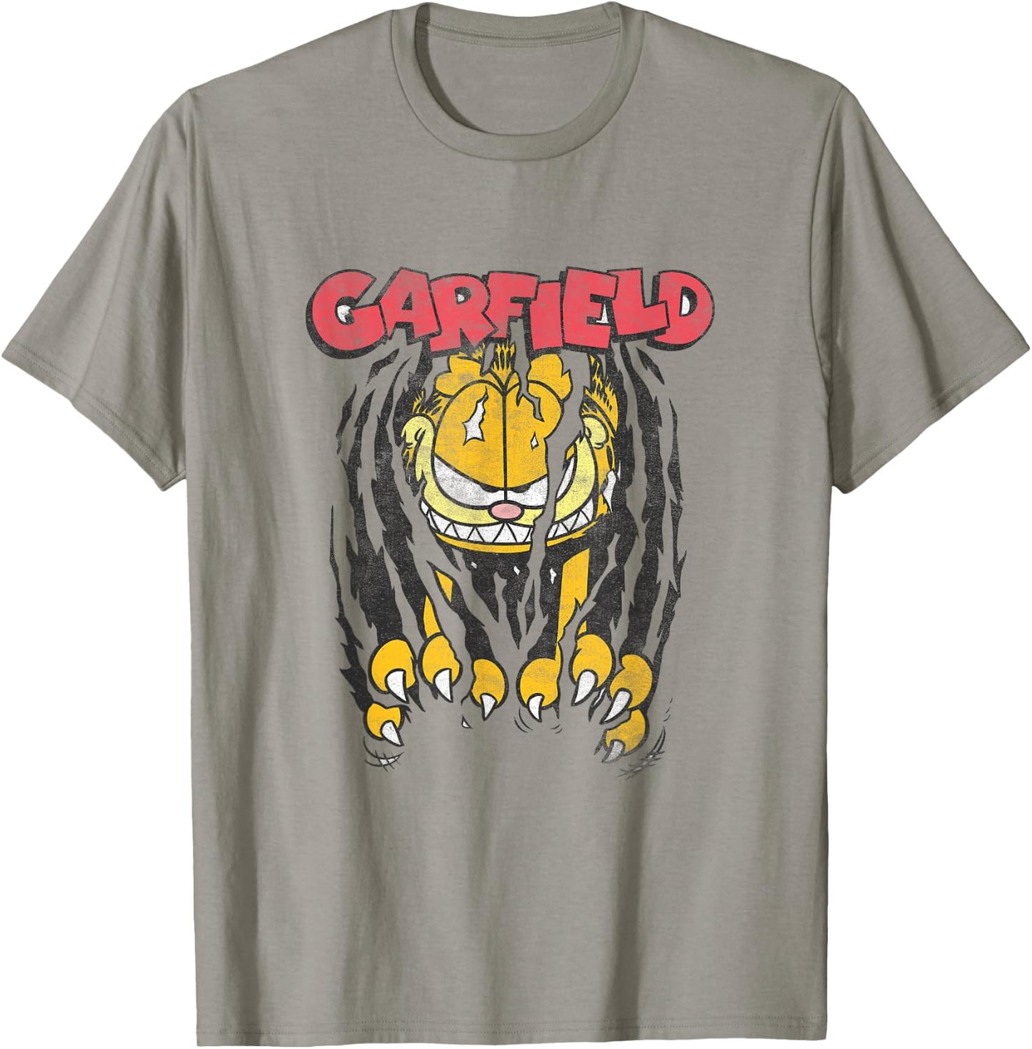 Garfield Vintage Classic Comic Cat Scratch Menacing Face T-Shirt - T-Shirt | Sand