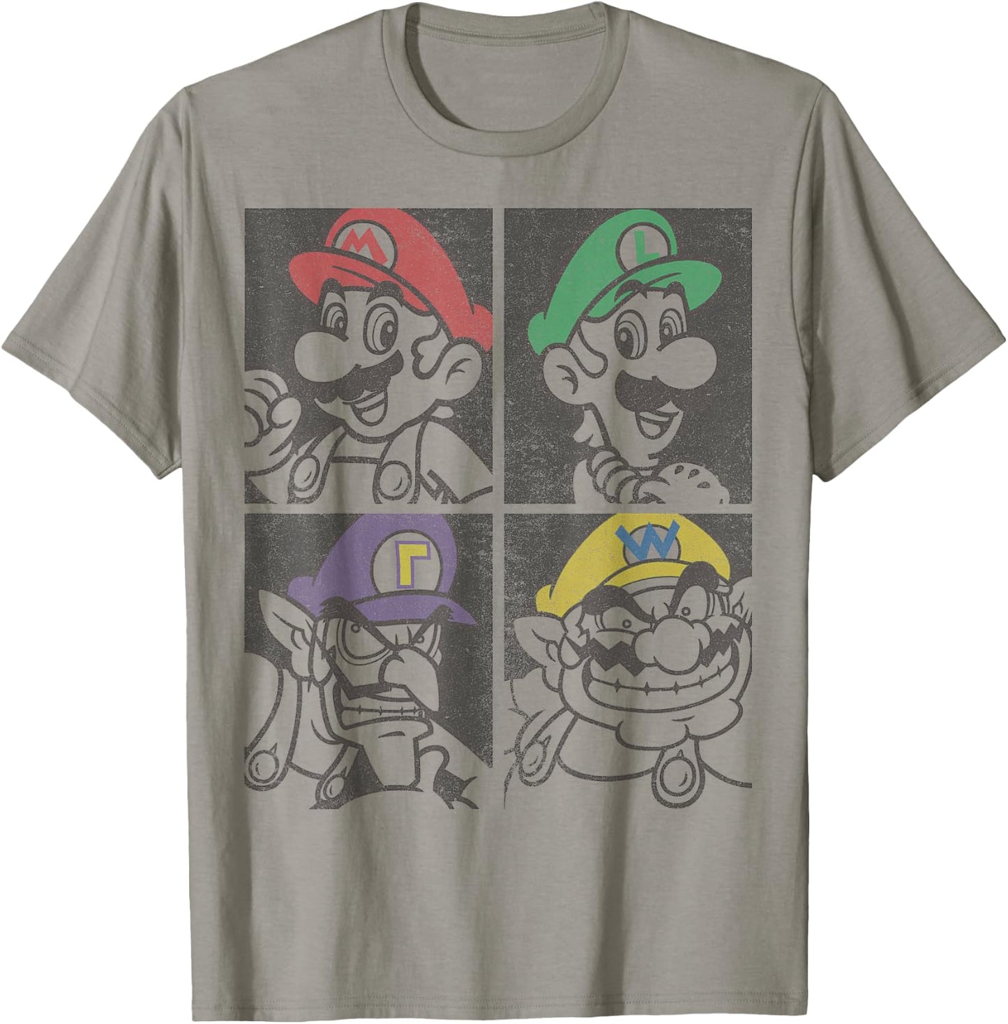 Super Mario Mario Luigi Wario Waluigi Box Up T-Shirt - T-Shirt | Sand