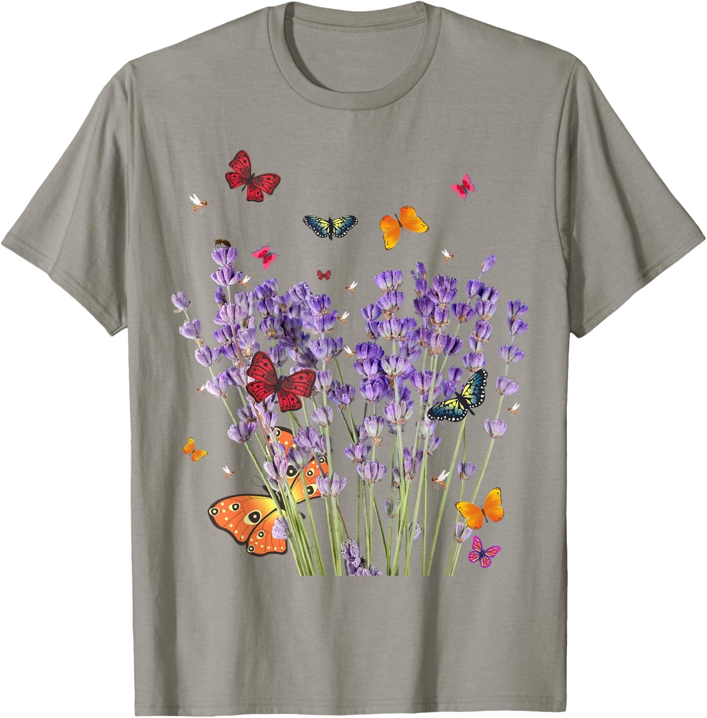 Beautiful Butterflies & Lavender . Vintage & Graphic. T-Shirt - T-Shirt | Sand