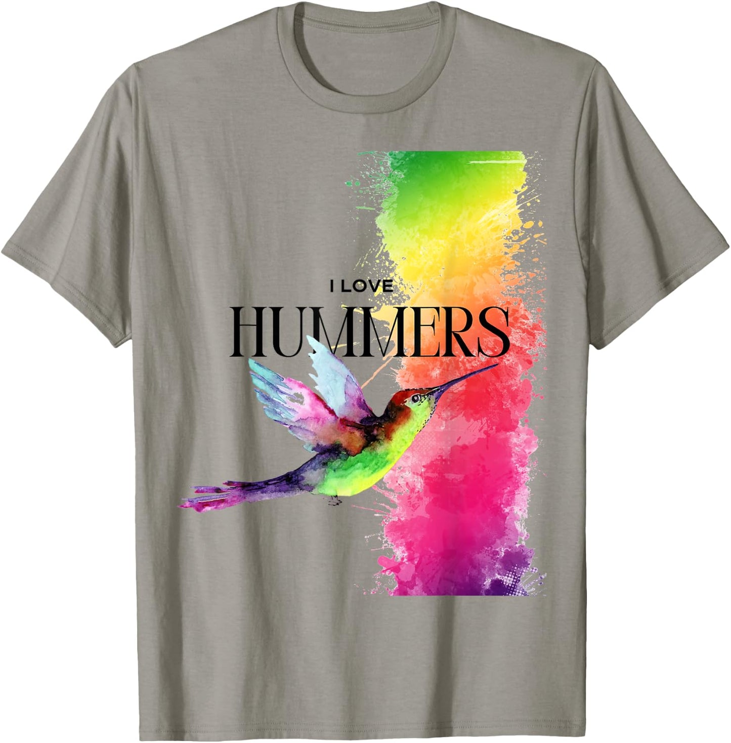 I Love Hummers Watercollor Cute I Love Hummers Bird T-Shirt - T-Shirt | Sand
