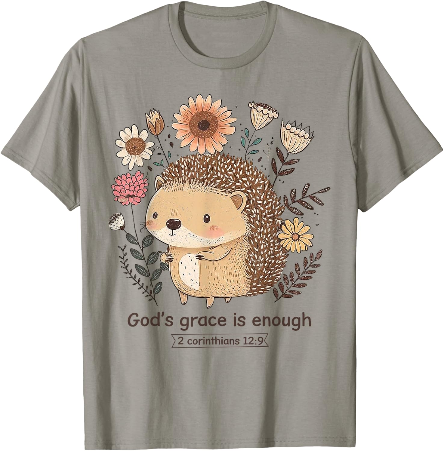 Hedgehog God's Grace Is Enough T-Shirt - T-Shirt | Sand
