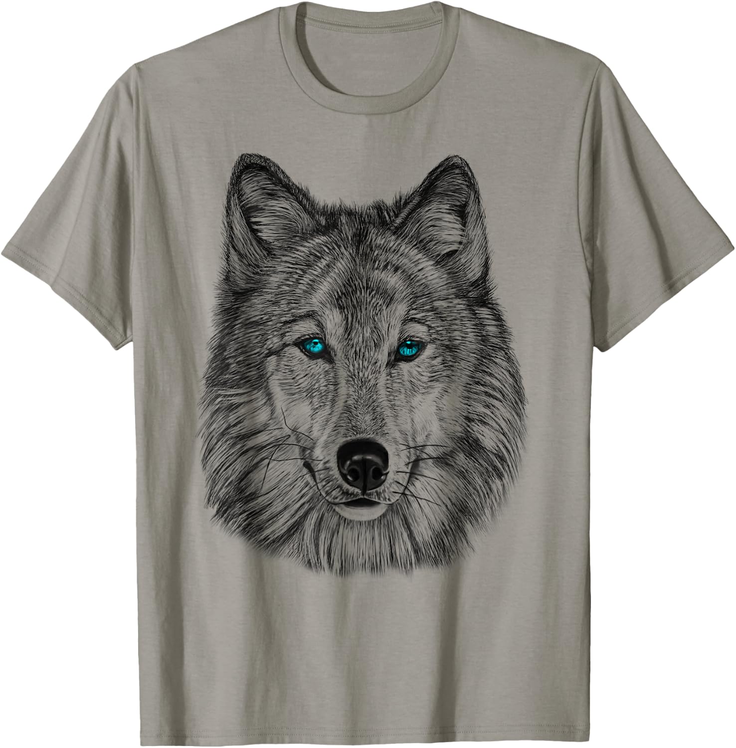 Fearless Eye of The Wolf Face Print Black and White Graphic T-Shirt - T-Shirt | Sand