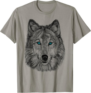 Fearless Eye of The Wolf Face Print Black and White Graphic T-Shirt - T-Shirt | Sand