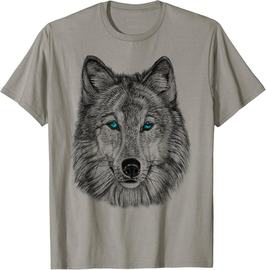 Fearless Eye of The Wolf Face Print Black and White Graphic T-Shirt - T-Shirt | Sand