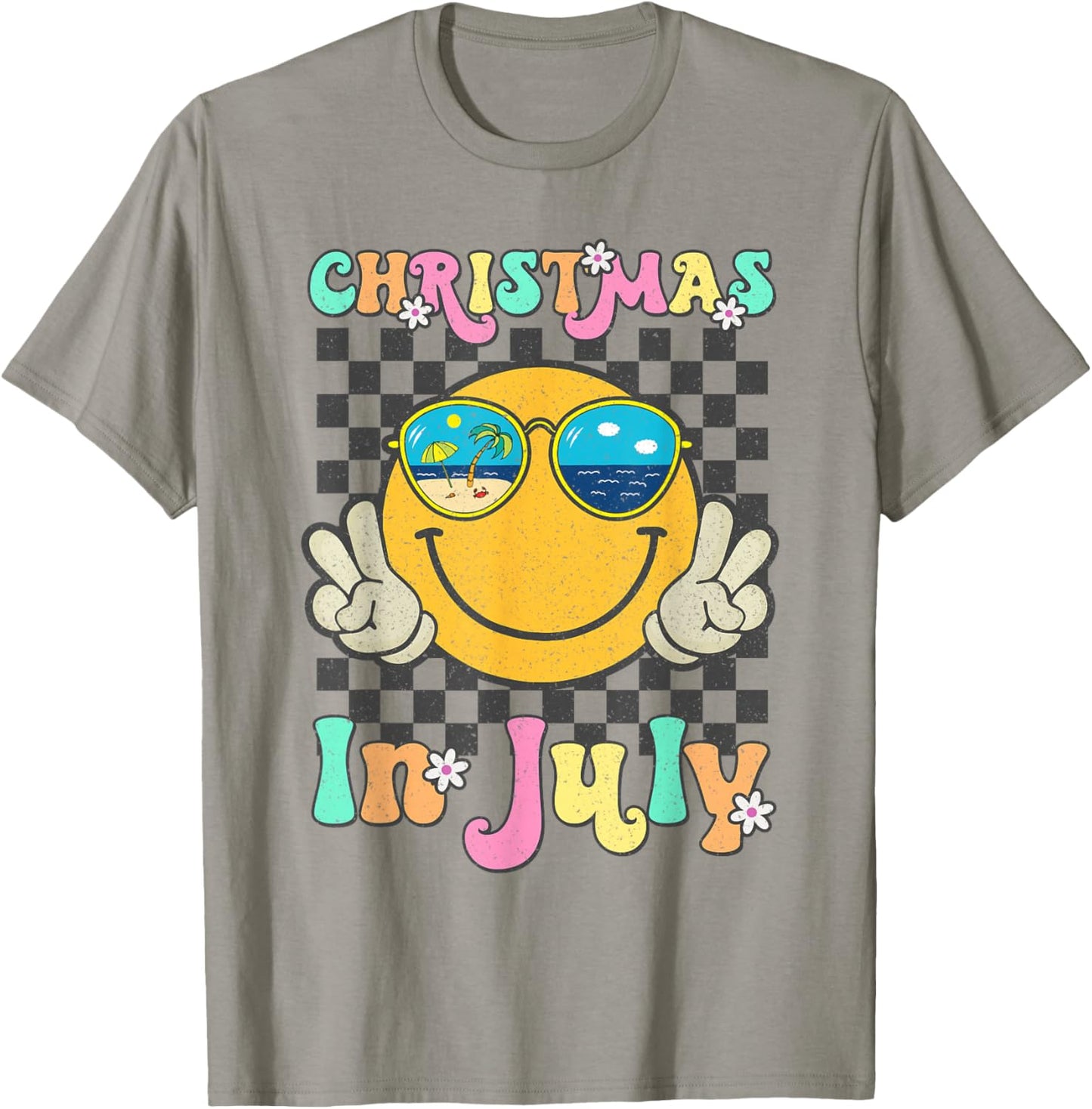 Christmas in July Smile Face Summer Beach Vacation Girl Kids T-Shirt - T-Shirt | Sand