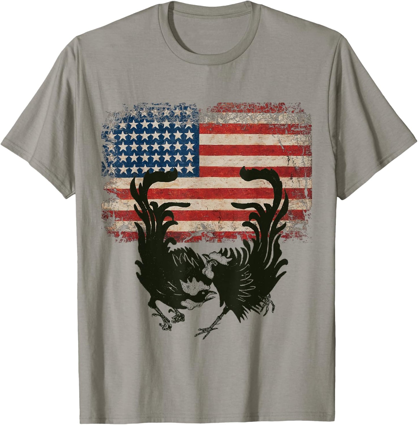 Vintage US Flag Fight Cock Fighting Game Fowl American flag Men T-Shirt - T-Shirt | Sand