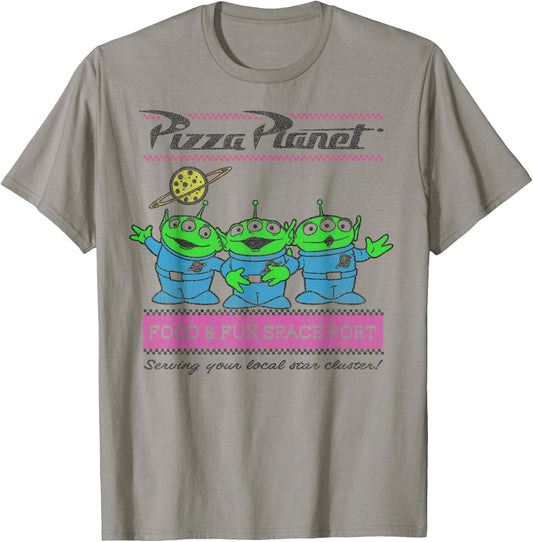 Disney Pixar Toy Story Aliens Pizza Planet Pastel Logo T-Shirt - T-Shirt | Sand