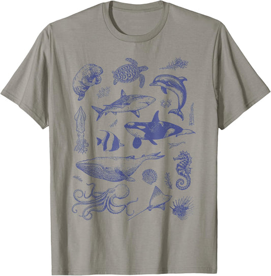 Vintage 90s Tattoo Sea Animal Ocean T-Shirt - T-Shirt | Sand