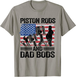 American Flag Car Mechanic Daddy Piston Rods And Dad Bods Men T-Shirt - T-Shirt | Sand