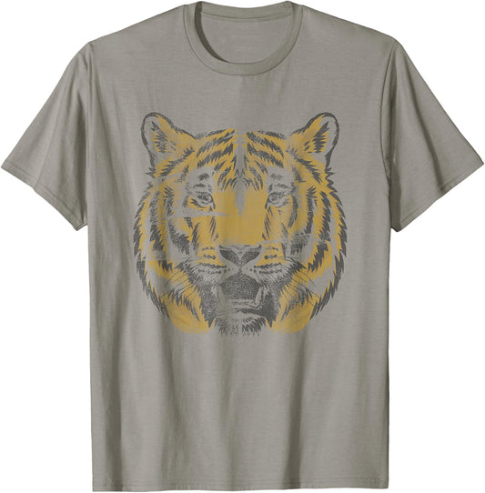 Vintage Tiger Face Tiger Head Wild Cat Lover Gift Small T-Shirt - T-Shirt | Sand