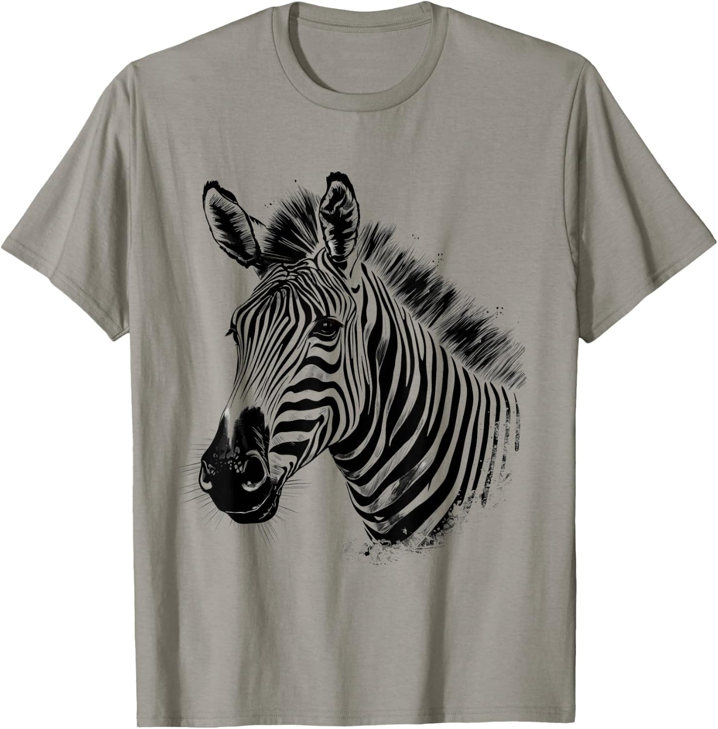 Zebra Wildlife Drawing Animal Print Motif Wildlife Artwork T-Shirt - T-Shirt | Sand