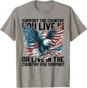 4th of July American Flag Support The Country You Live in T-Shirt - T-Shirt | Sand