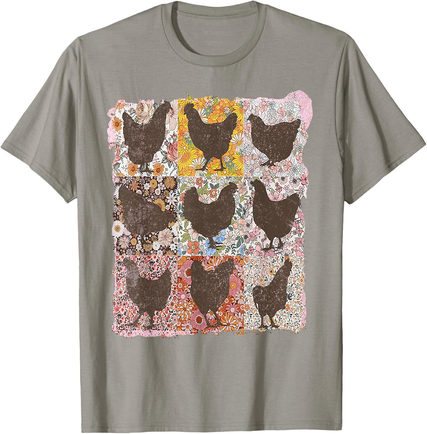 Retro Boho Chicken Farm Shirt Chicken Floral Mother's Day T-Shirt - T-Shirt | Sand