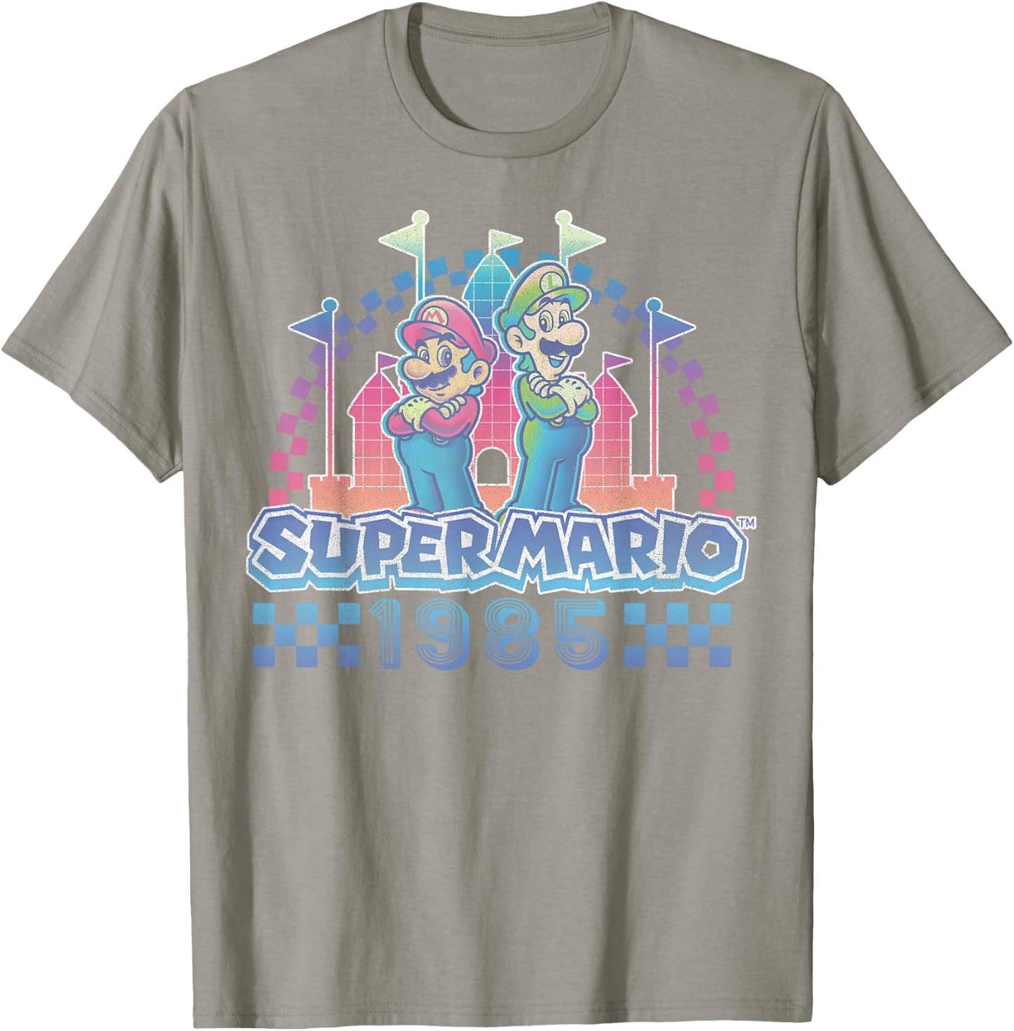 Super Mario Bros Retro Rainbow 1985 Vintage Race Track Duo T-Shirt - T-Shirt | Sand