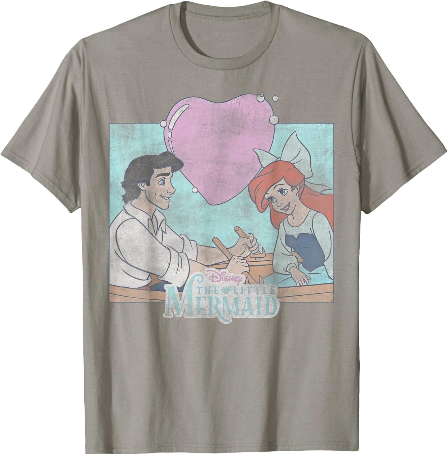 Disney The Little Mermaid Eric & Ariel Heart Portrait Small T-Shirt - T-Shirt | Sand
