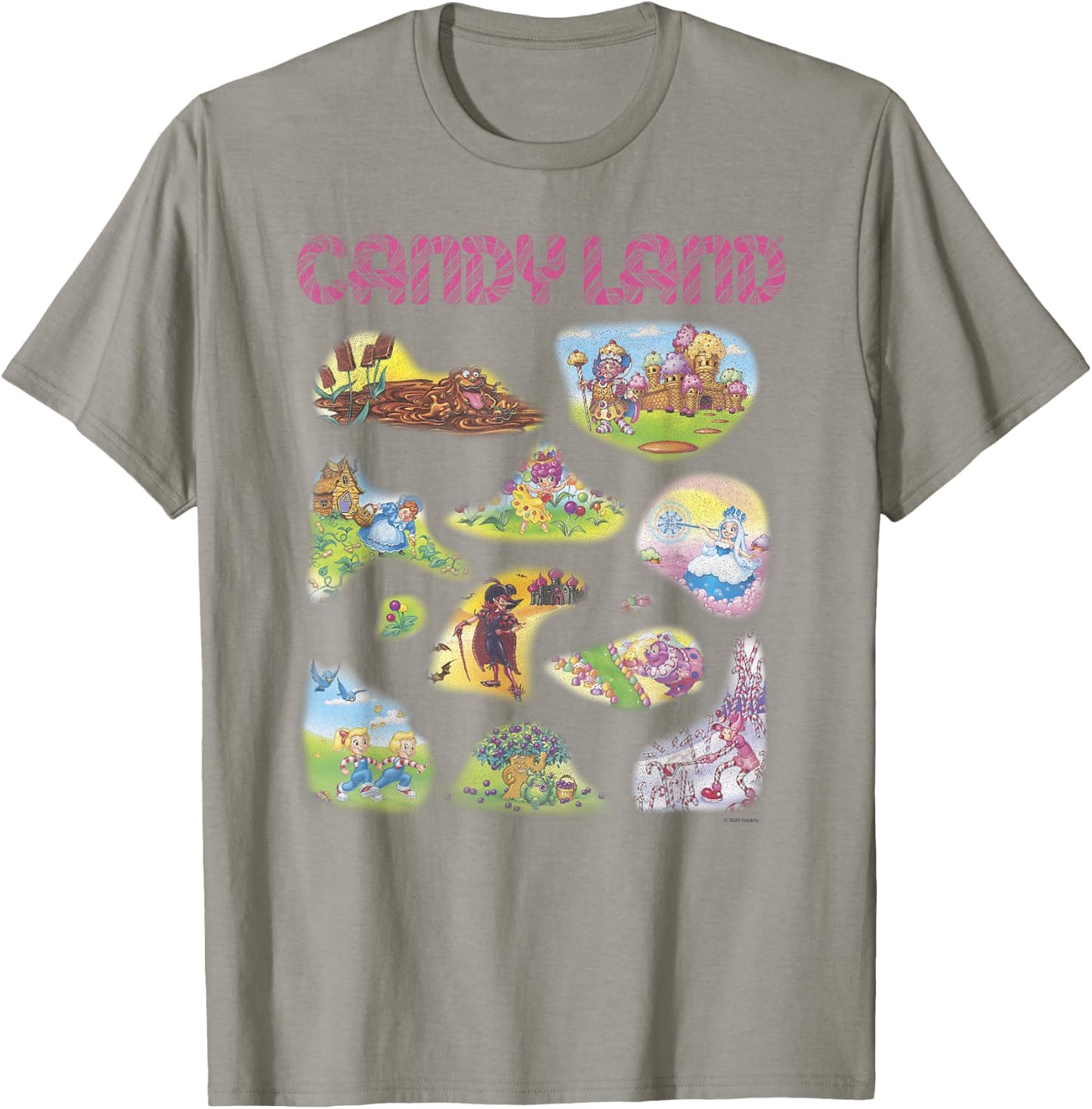 Candy Land Vintage Game Board Locations Textbook T-Shirt - T-Shirt | Sand