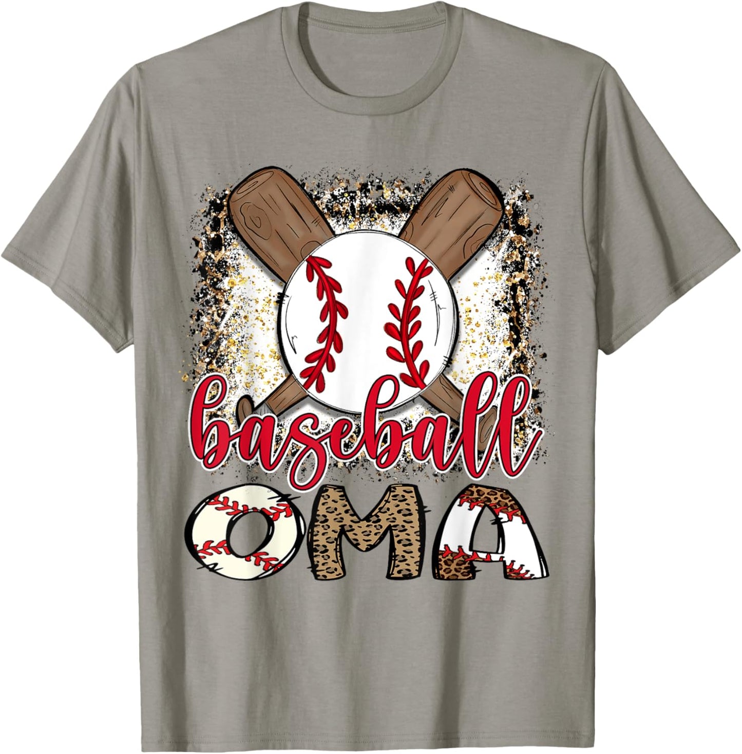 Baseball Oma Leopard Proud Ball Oma T-Shirt - T-Shirt | Sand