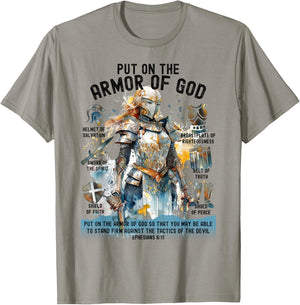 Put on the Full Armor of God-Shield Ephesians 6:11 Christian T-Shirt - T-Shirt | Sand