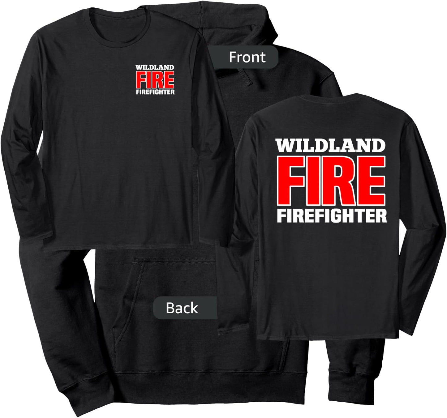 Wildland Fire Rescue Department Firefighters Firemen Uniform Hoodie - Hoodie | Black