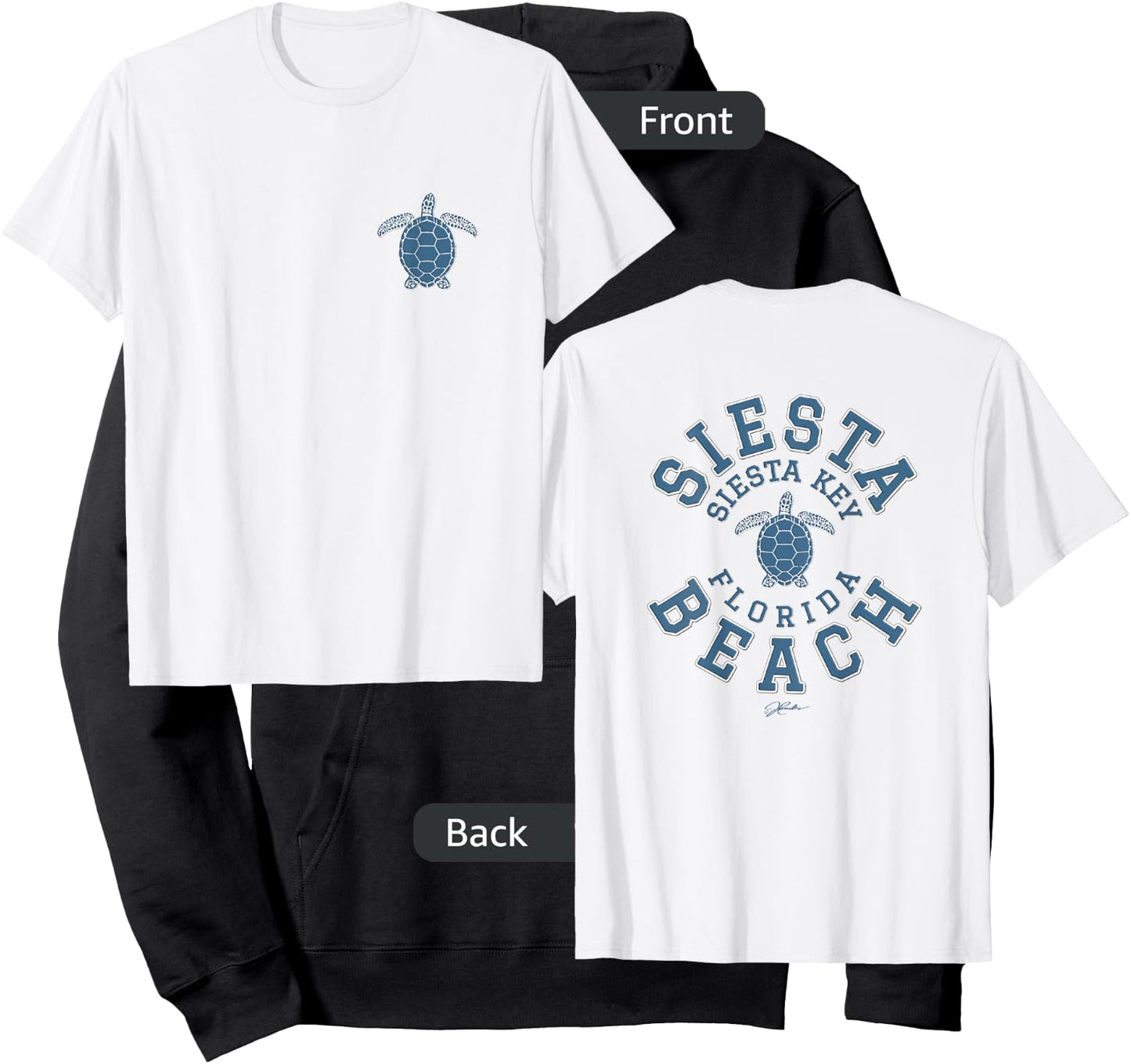 JCombs: Siesta Beach, Siesta Key, FL, Sea Turtle (Two-Sided) Hoodie - Hoodie | Black