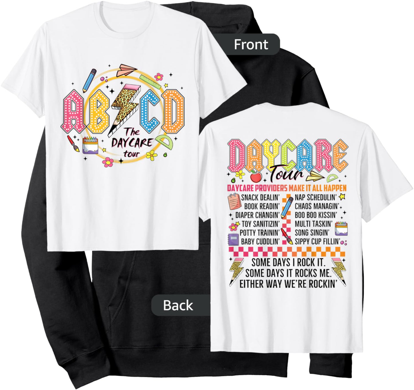 Funny ABCD Daycare Tour Retro Rockin' Back To School Gift Hoodie - Hoodie | Black