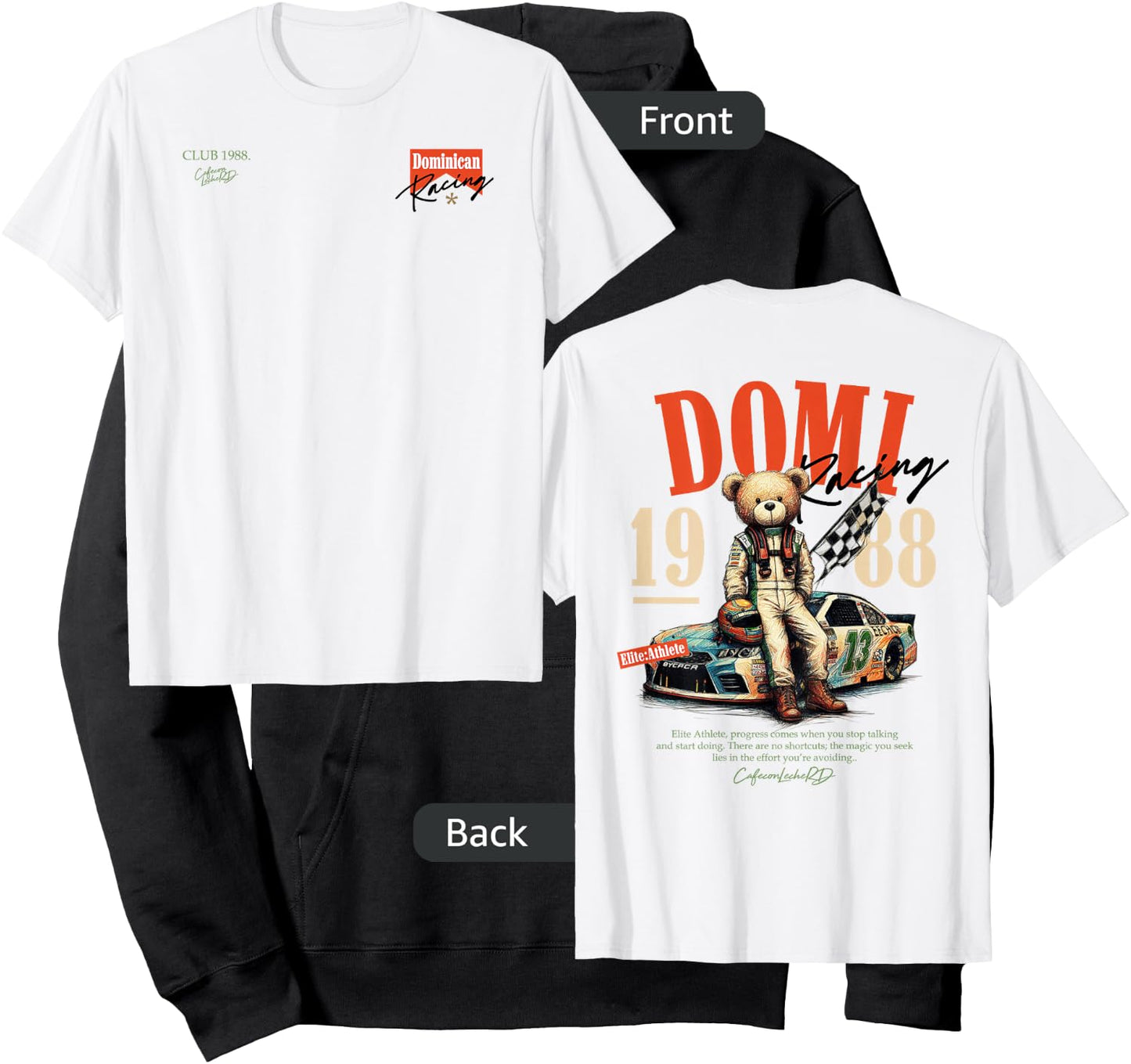 Funny Racing Car Lover Graphic Illustrated Back Hoodie - Hoodie | Black