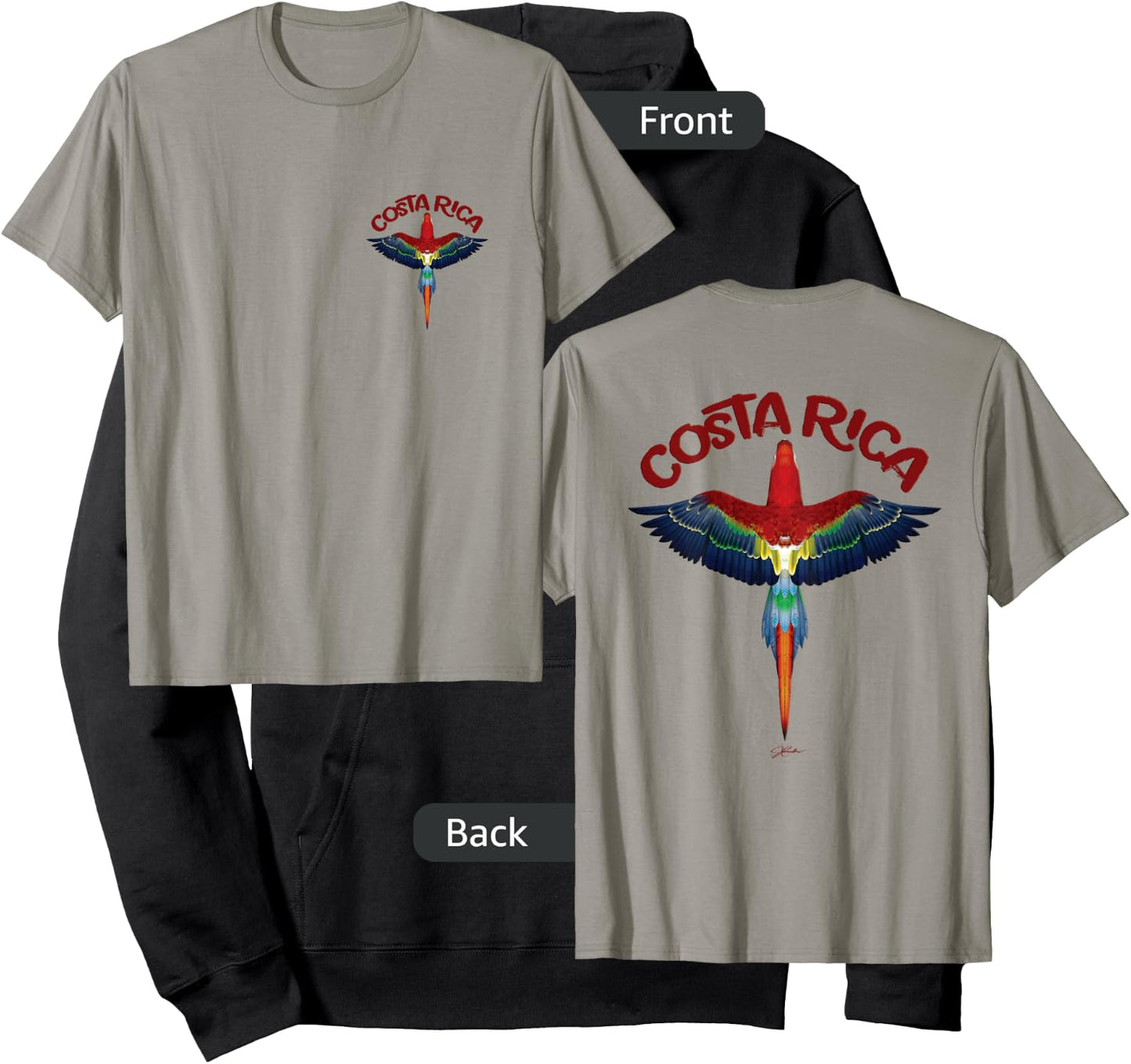 JCombs: Costa Rica Scarlet Macaw (Two-Sided) Hoodie - Hoodie | Black