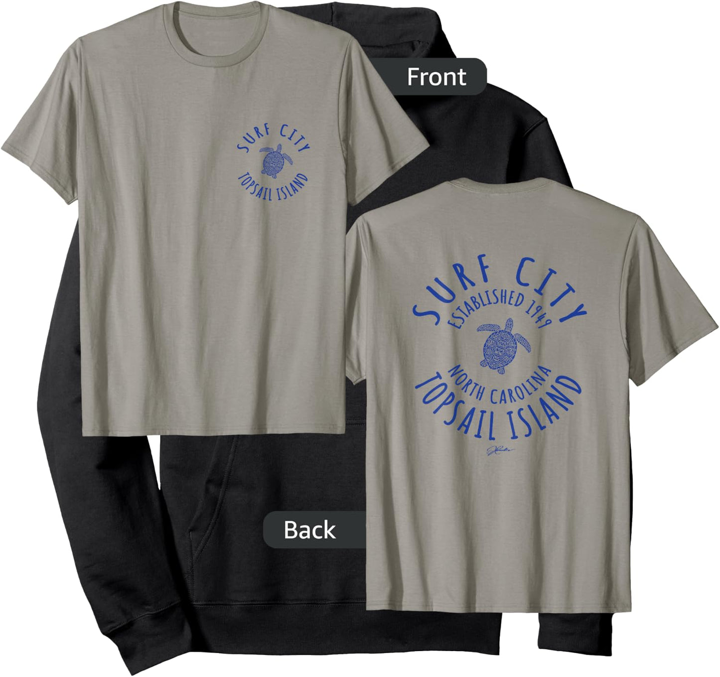 JCombs: Surf City, Topsail Island, NC, Sea Turtle (2-Sided) Hoodie - Hoodie | Black