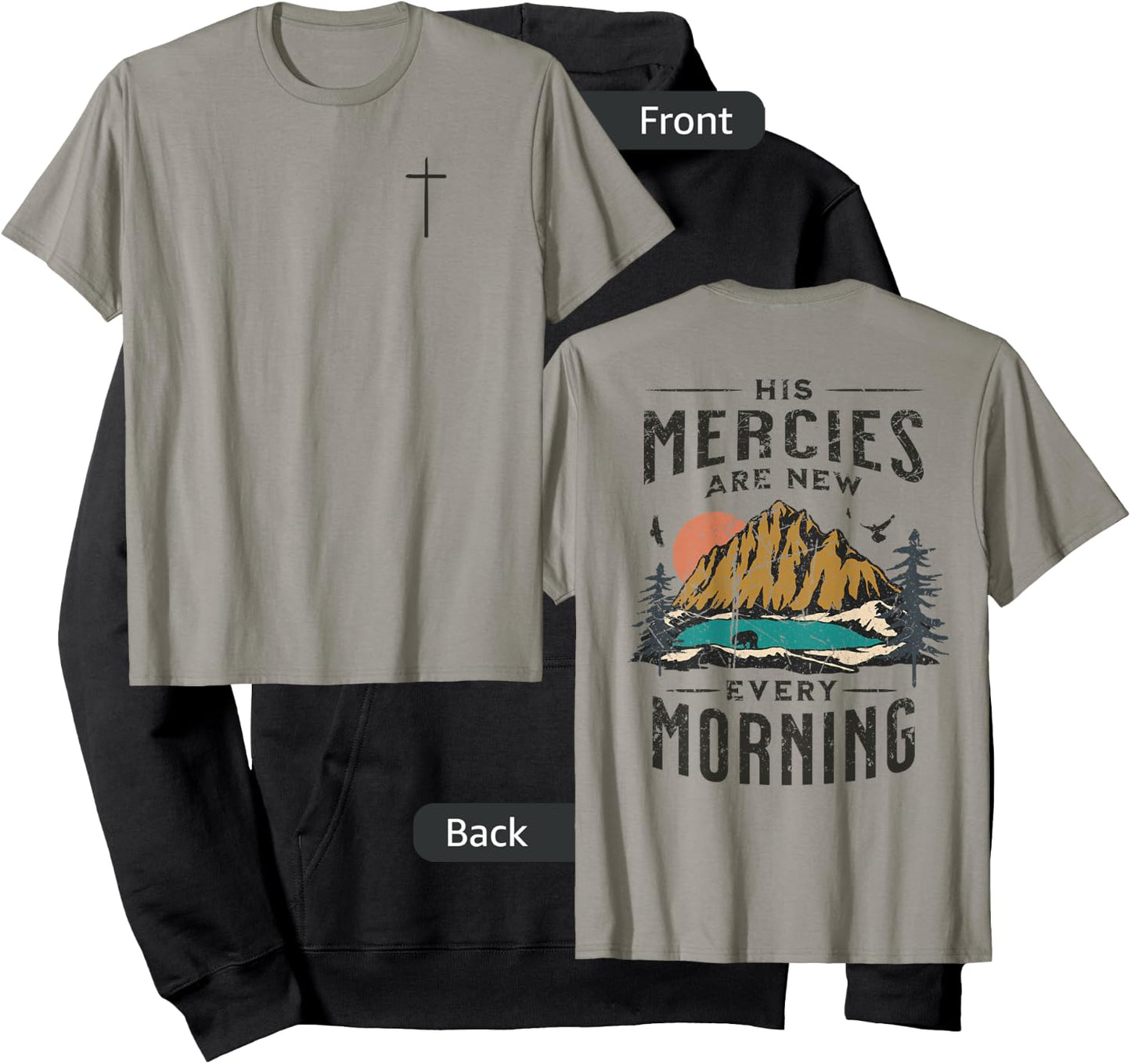 His Mercies Are New Every Morning Christian (On Back) Hoodie - Hoodie | Black