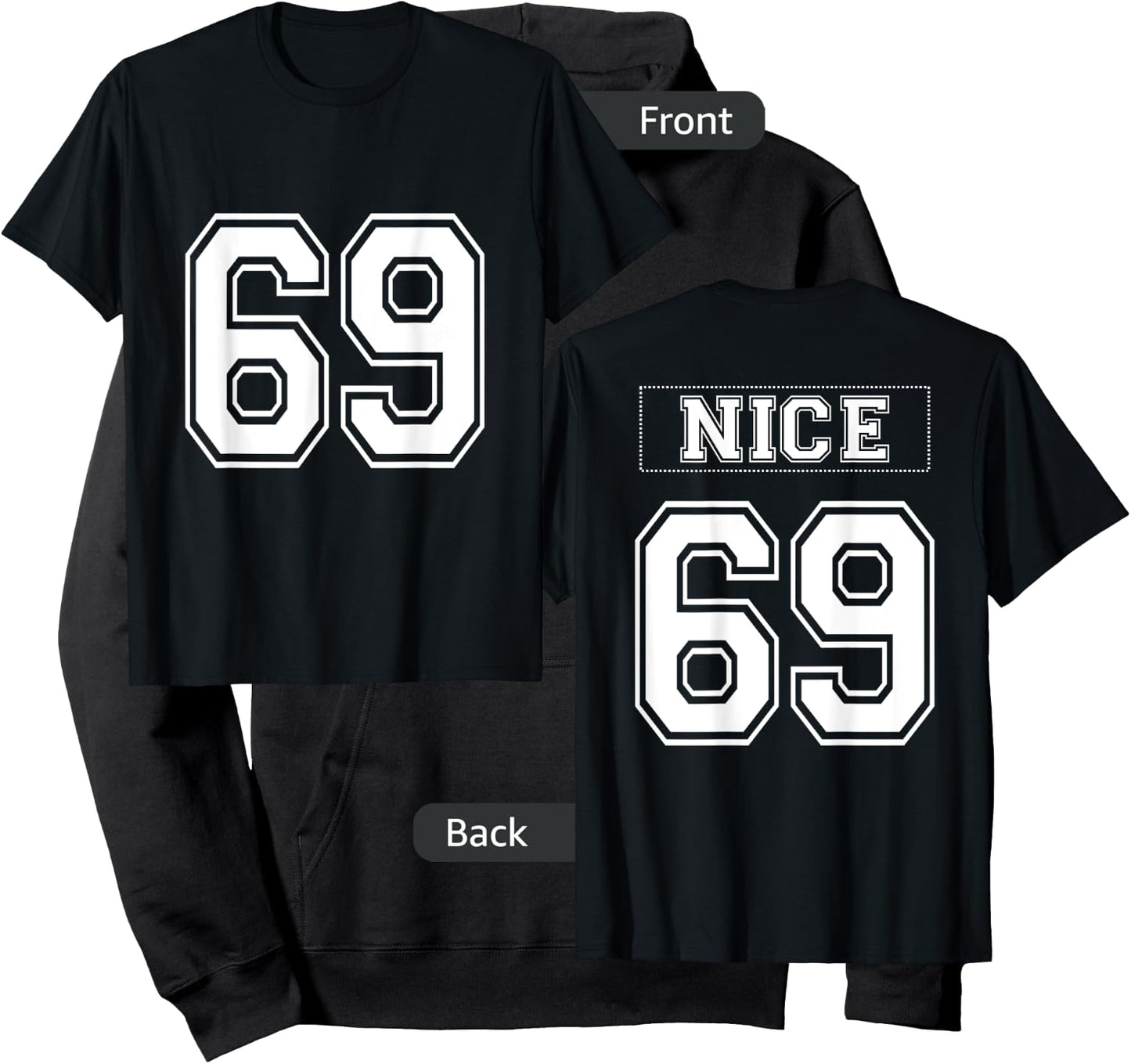 69 Nice - Mock Football Sports Jersey - White Text Hoodie - Hoodie | Black