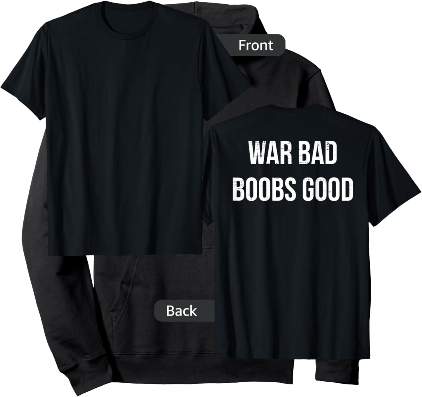 Retro War Bad Boobs Good Funny Saying Quote (ON BACK) Hoodie - Hoodie | Black