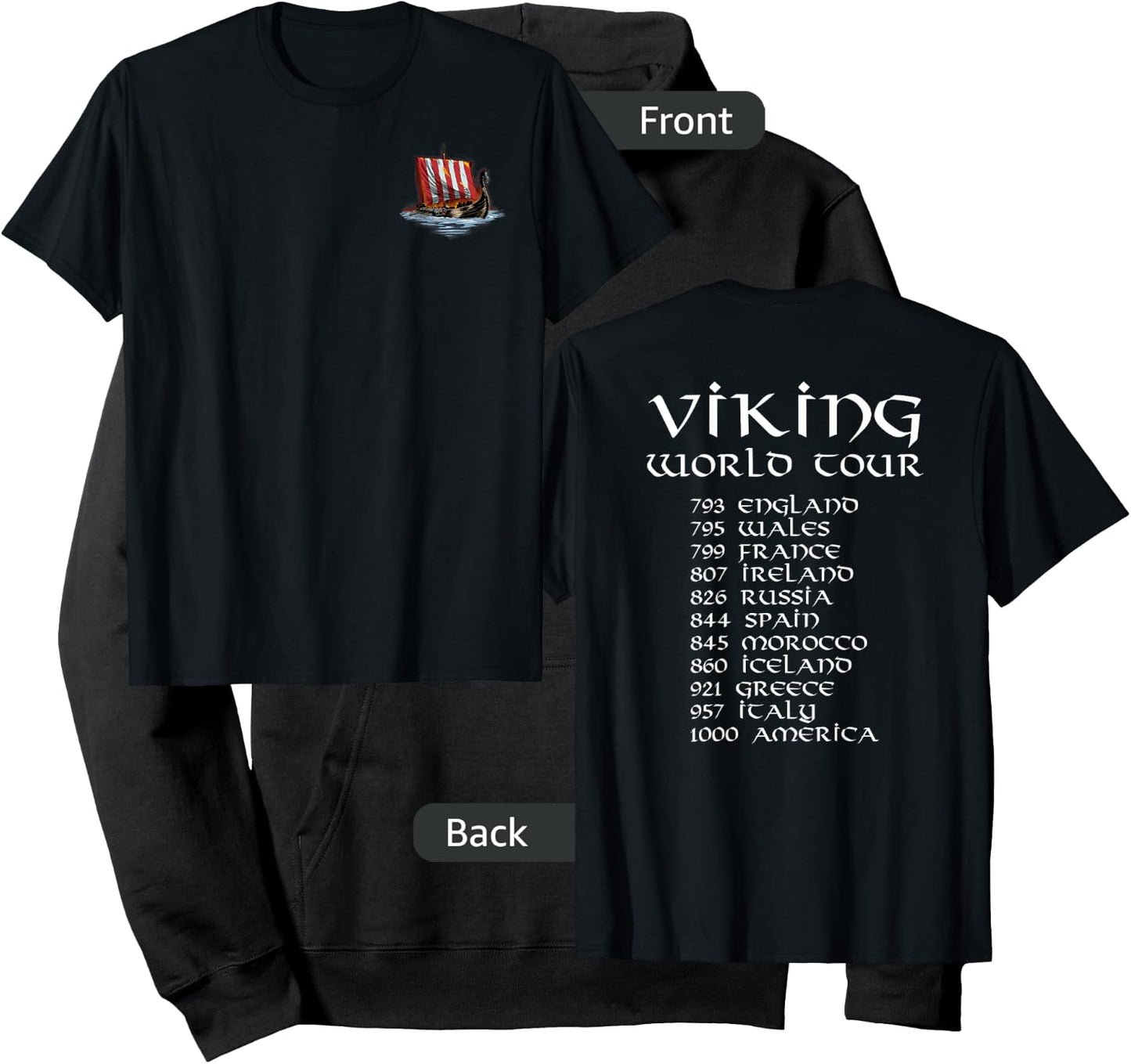 Norse History Gifts For Medieval Viking Explorers - Viking World Tour - Medieval Norse - Maritime History - Men's Black Short Sleeve Classic Fit - Small Hoodie - Hoodie | Black