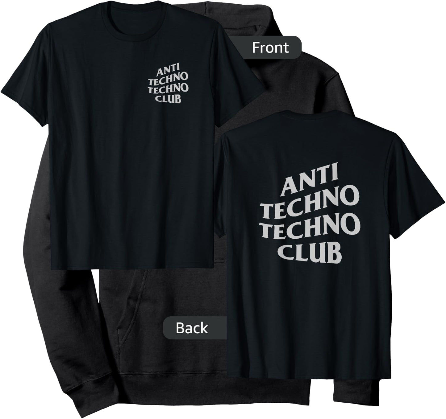 Anti Techno Techno Club Silver Gray Logo EDM Music Festival Hoodie - Hoodie | Black