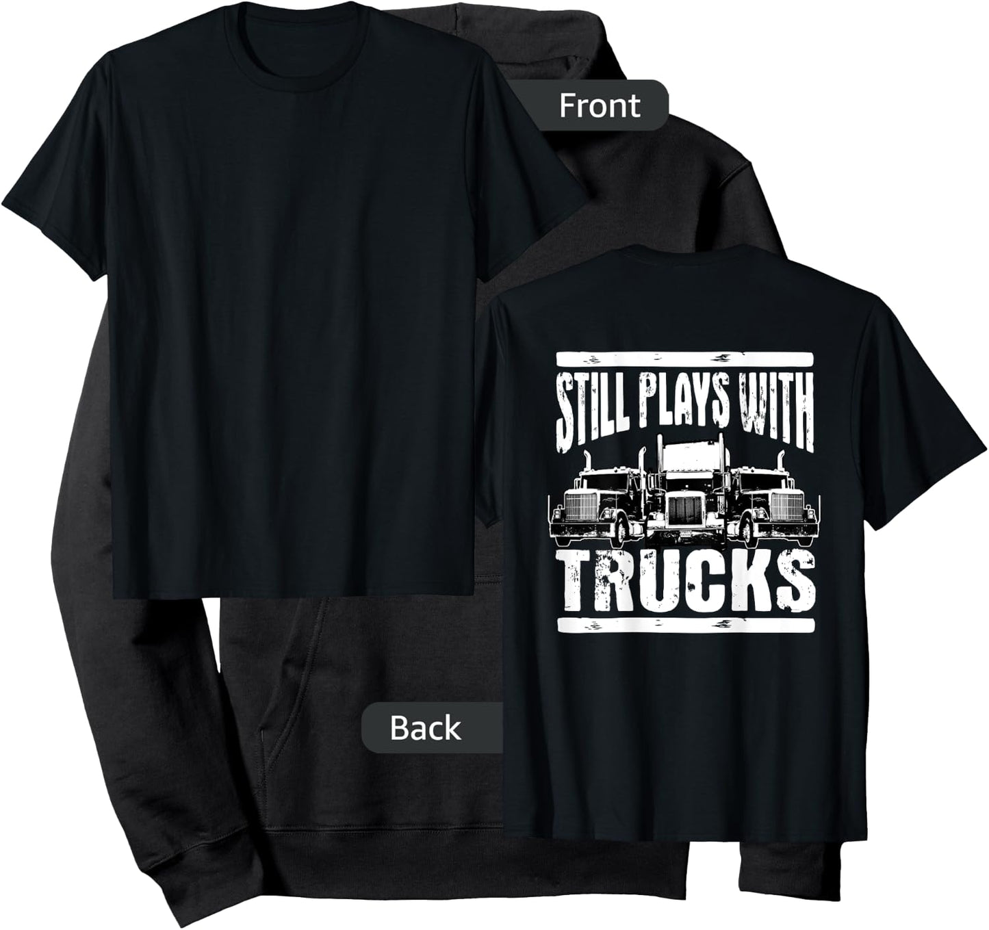 Trucker Tractor Trailer 18 Wheeler Design On Back Hoodie - Hoodie | Black