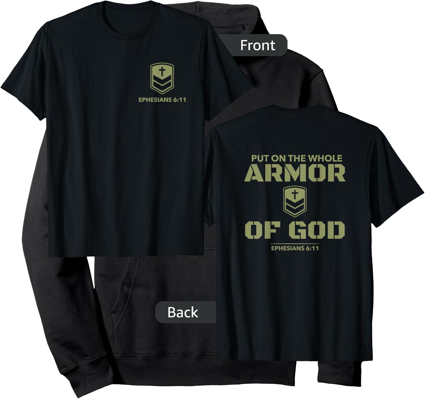 God's Armor Warrior Ephesus 6:11 Front and Back Design Hoodie - Hoodie | Black