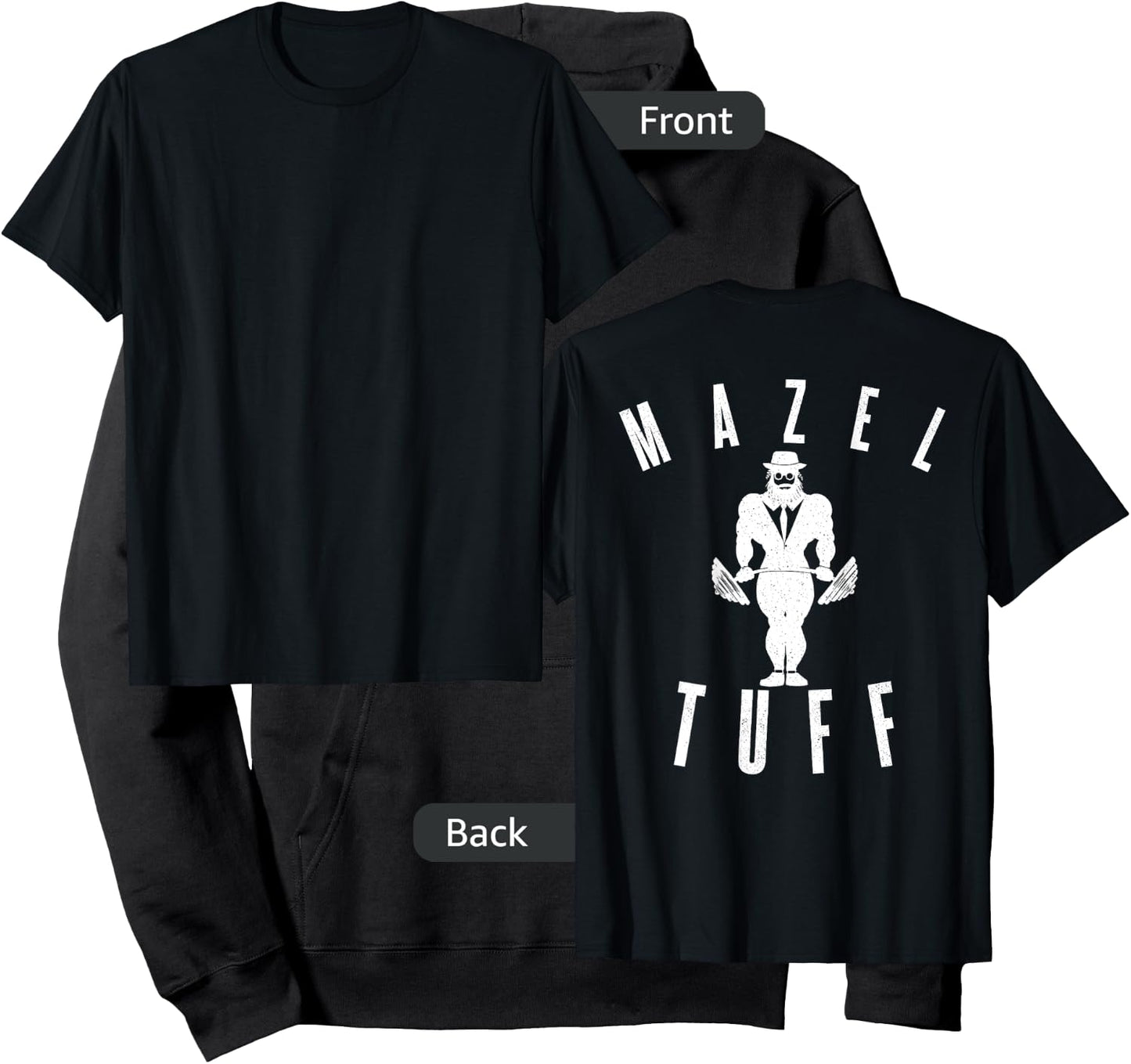 MAZEL TUFF PUN Strong Gym Jew Weightlifting Rabbi BACKPRINT Hoodie - Hoodie | Black