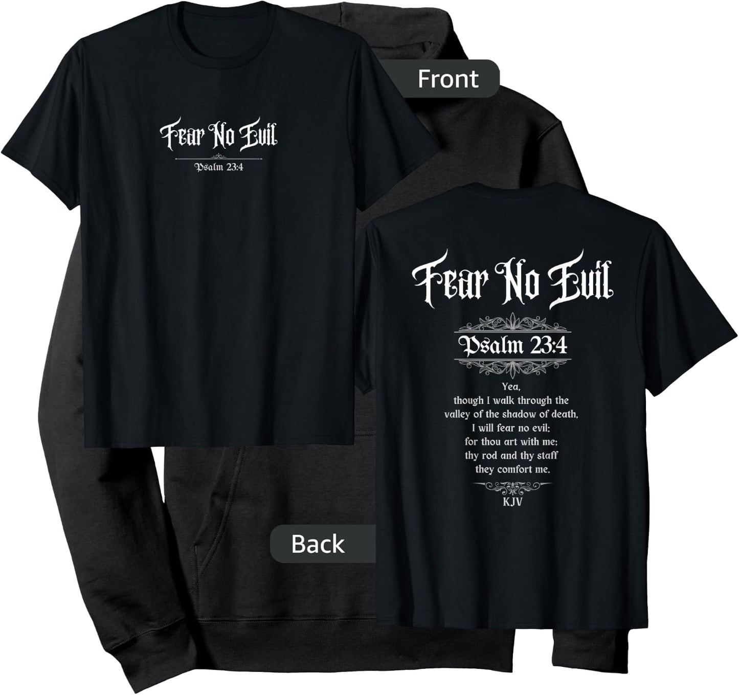 Jedidiah Sousa Fear No Evil Psalm 23:4 Women's Black Cotton Hoodie - Hoodie | Black