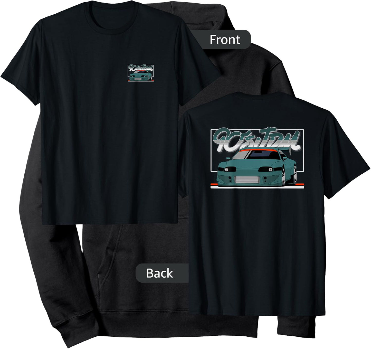 90s JDM TY MK4 GT Teal Car 2-Side Graphic Hoodie - Hoodie | Black